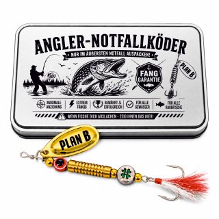 Angler Notfallbox "Plan B" mit Glücks-Spinner & Lasergravur | Anglergeschenk