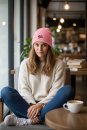 Gluecksfish Winter Beanie – Warme Beechfield Mütze mit Logo Unisex 4 Farben rosa