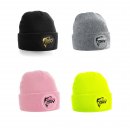 Gluecksfish Winter Beanie – Warme Beechfield Mütze mit Logo Unisex 4 Farben schwarz