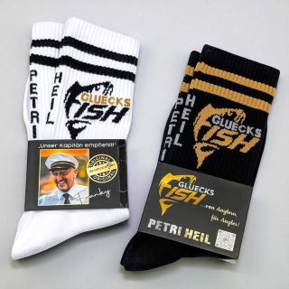 Gluecksfish Socken - Petri Heil Set  (schwarz + weiß)